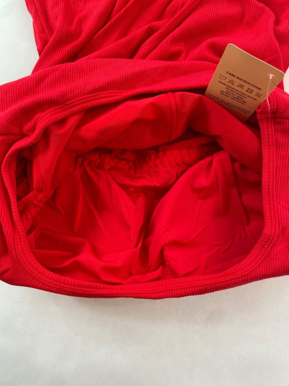 Popilush Built-In Bra Shapewear Red Ribbed Midi Dress Built-in-Shorts Size M NWT - Picture 7 of 9